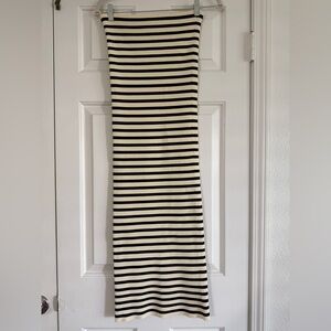 Zara chic thick knit bold striped strapless dress